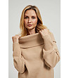 Дамски пуловер с ефектна яка в бежов нюанс Jana-2 снимка