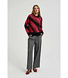 Дамски пуловер в черно и червени нюанси Klaudia-4 снимка