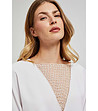 Дамска блуза в цвят слонова кост с ефектни панели Beata-3 снимка