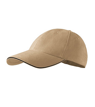 Бежова памучна шапка с кант при козирката снимка