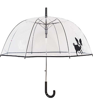 Прозрачен ветроустойчив чадър с принт French Bulldog снимка