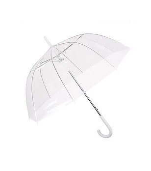 Прозрачен чадър с бял кант снимка