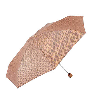 Ветроустойчив сгъваем чадър в цвят камел с калъф снимка