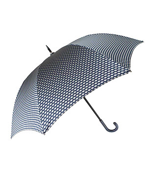 Луксозен чадър в синьо и сиво с принт снимка