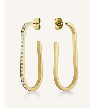 Златисти дамски обеци с кристали снимка