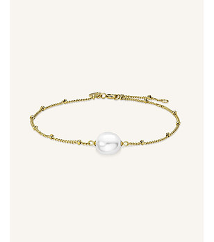 Дамска златиста гривна с перла снимка