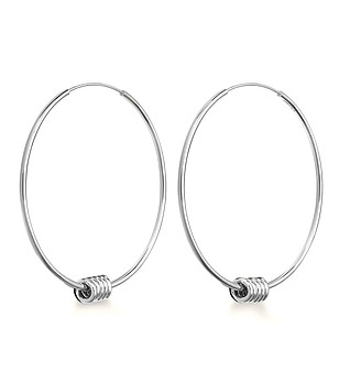 Сребристи дамски обеци халки снимка