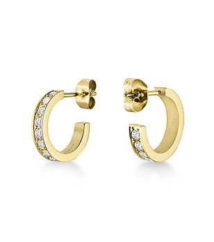 Дамски обеци в златисто с кристали снимка