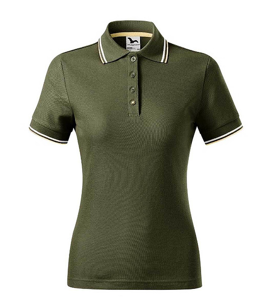 Дамска блуза с яка в цвят каки Rika снимка