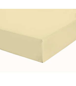 Памучен чаршаф с ластик в цвят екрю 120х200 см снимка