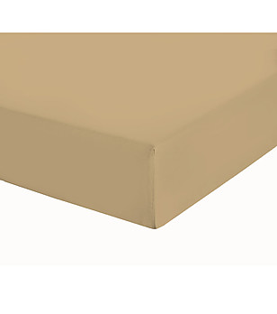 Бежов памучен чаршаф с ластик 140х200 см снимка