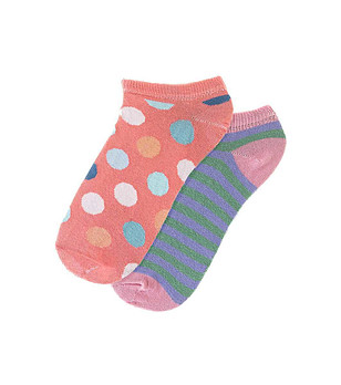 Комплект от 2 чифта цветни къси дамски чорапи снимка