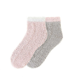 Комплект от 2 чифта пухкави дамски чорапи в розово и бежово Julina снимка