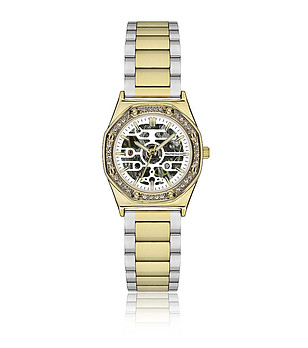 Дамски златист часовник с ефектен циферблат снимка