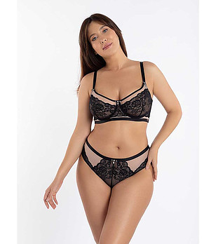 Сутиен с меки чашки в черно и цвят пудра Izera снимка