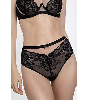 Бикини с висока талия в черно и цвят пудра Izera снимка