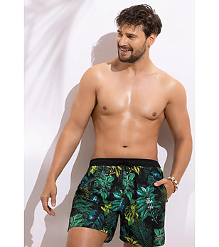 Мъжки плажни шорти със зелен принт Heros снимка