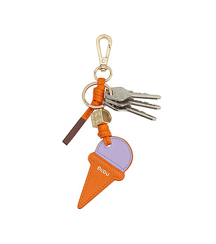Ключодържател в оранжево и лилаво от естествена кожа Ice Cream снимка