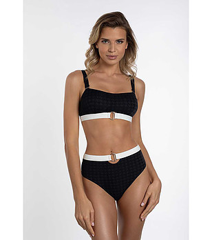 Долнище на бански в черно и бяло Coco Chic с висока талия снимка