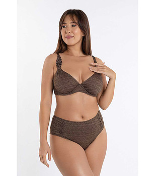 Долнище на бански в кафяв бронз Cinnamon с висока талия снимка