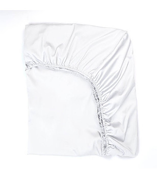 Чаршаф с ластик от памучен сатен в бяло АНТИК 160/200 см снимка