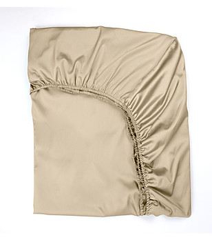 Чаршаф с ластик от памучен сатен в таупе АНТИК 160/200 см снимка