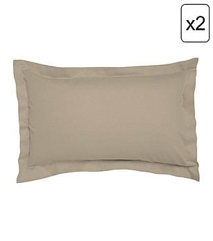 Комплект от 2 бр калъфки от памучен сатен в таупе АНТИК 50/70 см снимка