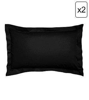 Комплект от 2 бр калъфки от памучен сатен в черно АНТИК 50/70 см снимка