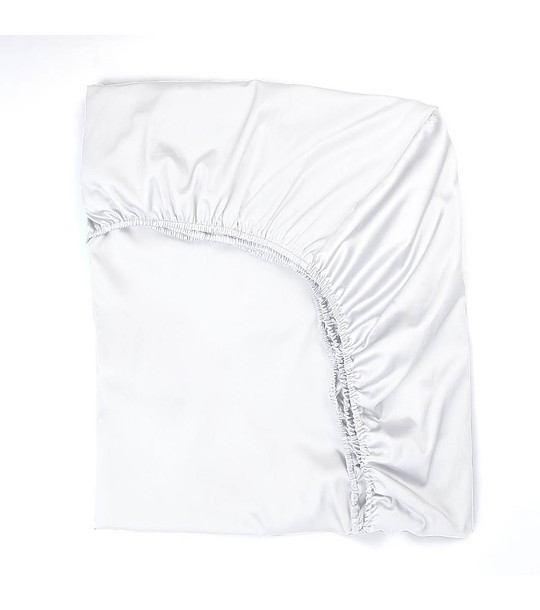 Чаршаф с ластик в бяло АНТИК 100/200 см от памучен сатен снимка