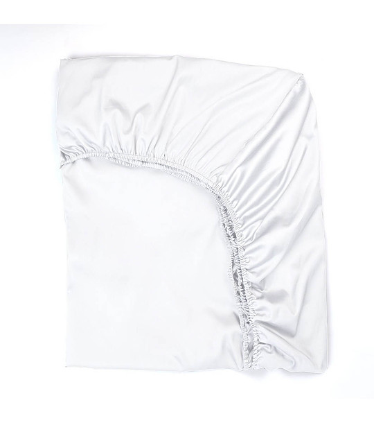 Чаршаф с ластик от памучен сатен в бяло АНТИК 160/200 см снимка