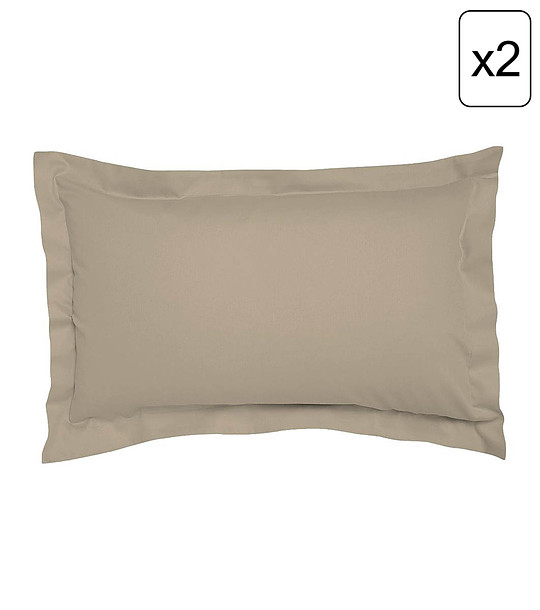 Комплект от 2 бр калъфки от памучен сатен в таупе АНТИК 50/70 см снимка