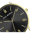 Черен мъжки часовник със златист корпус-2 снимка