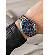 Мъжки часовник в сребристо, розовозлатисто и синьо-1 снимка
