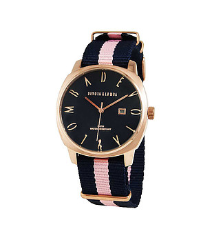 Unisex часовник в розовозлатисто и тъмносиньо снимка