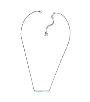 Дамско сребристо колие със сини кристали снимка