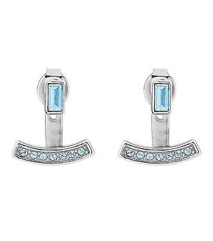 Дамски обеци в сребристо със сини кристали Swarovski снимка