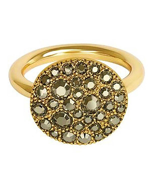 Златист дамски пръстен с кристали Swarovski 55 мм снимка