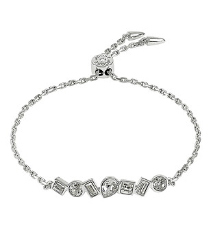 Дамска сребриста гривна с кристали снимка