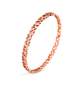 Дамска розовозлатиста гривна със сърца снимка