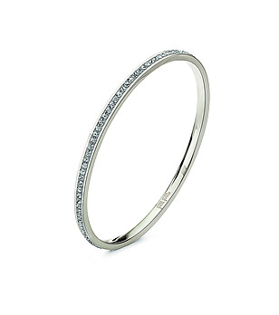 Дамска сребриста гривна с кристали снимка