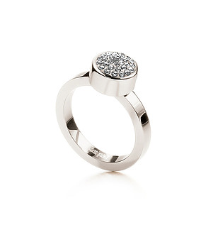 Сребрист дамски пръстен с кристали 54 мм снимка