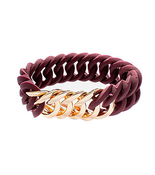 Дамска гривна в бордо и златисто снимка