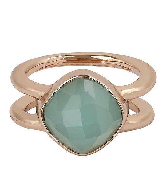 Дамски розовозлатист пръстен с кристал Swarovski размер 55 снимка