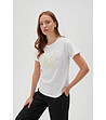 Бяла памучна дамска тениска с пеперуда-2 снимка