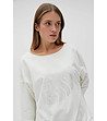 Дамска памучна блуза  в цвят слонова кост-2 снимка