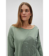 Дамска памучна блуза в цвят зелена маслина-2 снимка