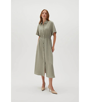 Рокля в цвят маслина с копчета снимка