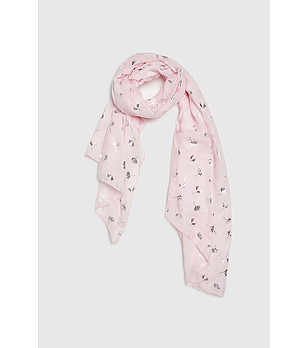 Светлорозов шал със сребристи мотиви снимка