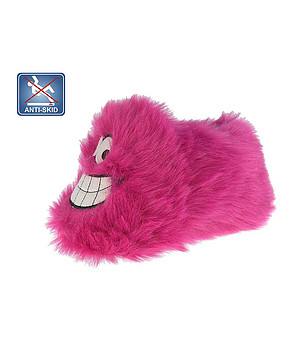 Топли и пухкави детски пантофи в циклама снимка