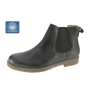 Тъмнокафяви мъжки боти от естествена кожа снимка